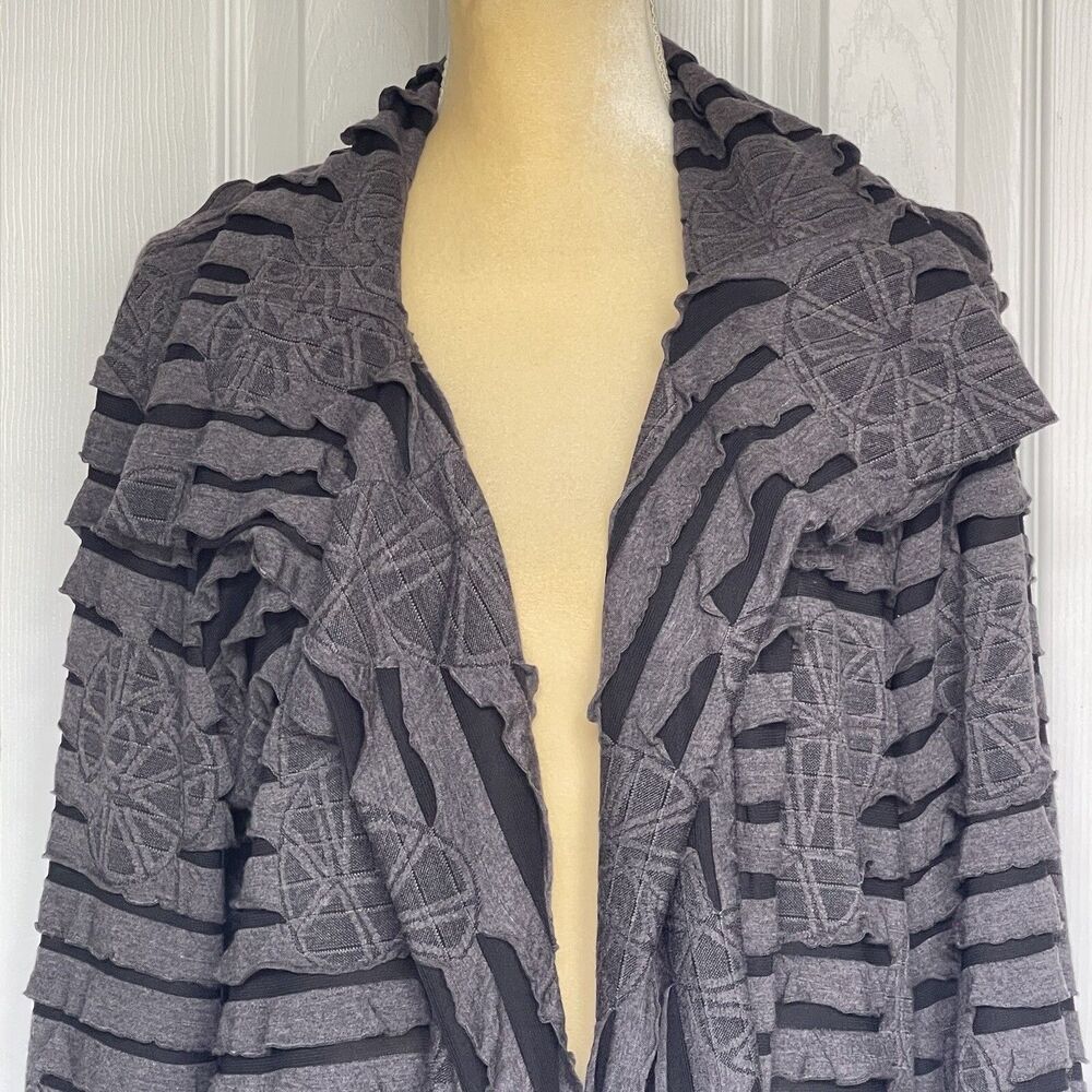 Women’s Sweater Draped Cardigan Size Large Gray Long Sleeve - Picture 6 of 16